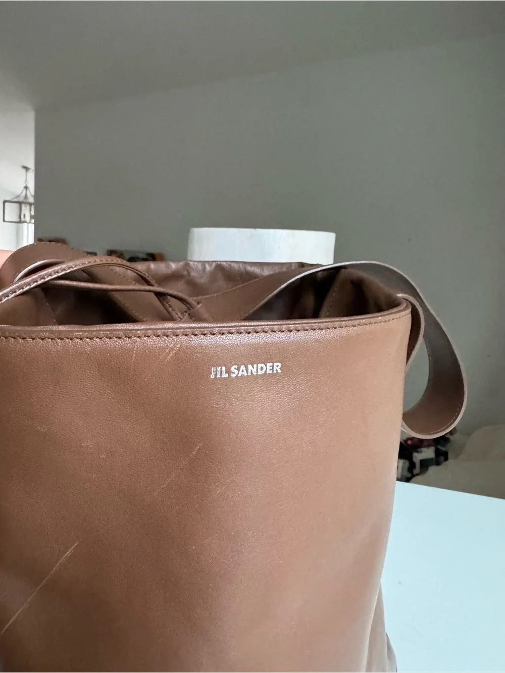Jil Sander Brown Leather Bucket Bag